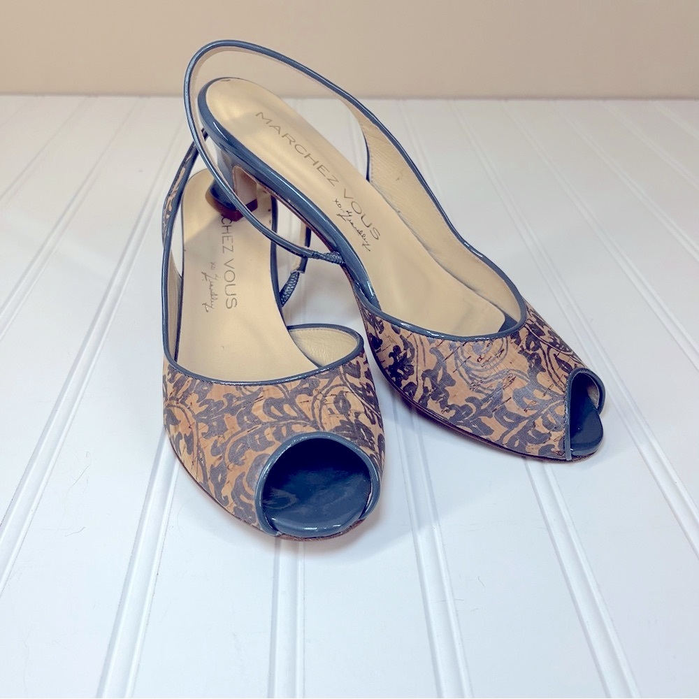Marchez Vous XO Yeardley Women's Slingback Heels Size 7 1/2  Natural Cork